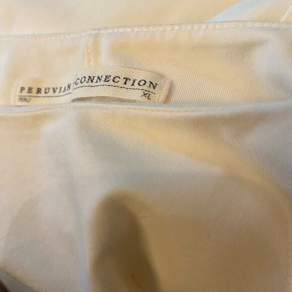 PERUVIAN Connection Dress Pima Cotton Tank Cream Double Layer Casual Chic Boho - Picture 3 of 6